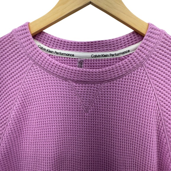 Calvin Klein Performance XL Waffle Knit Purple Pink Pullover Crewneck Sweatshirt - Picture 1 of 9